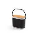 GUETTA. Caixa de som de 15W com carregador wireless super-rápido 15W e 2h de autonomia em bambu e PET 100% reciclado