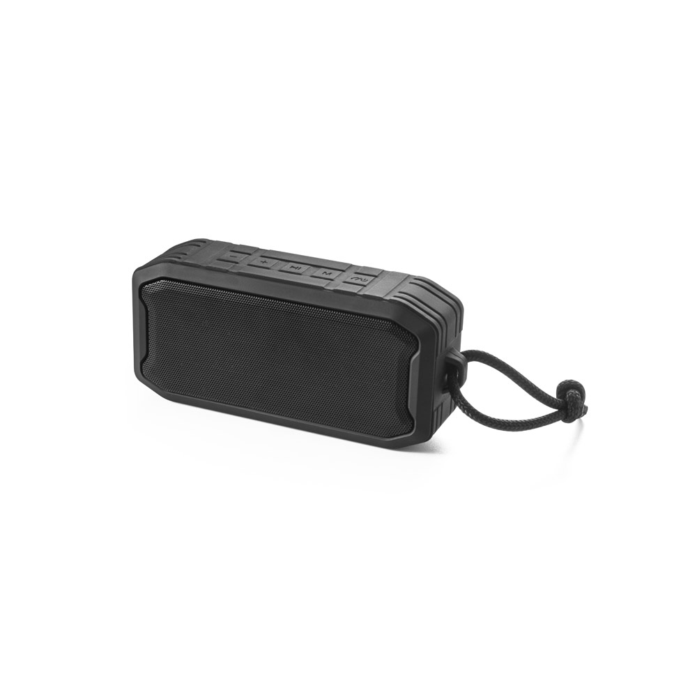 SHEERAN. Caixa de som portátil em ABS 100% reciclado à prova de água com IPX7 1200 mAh e autonomia de 9h