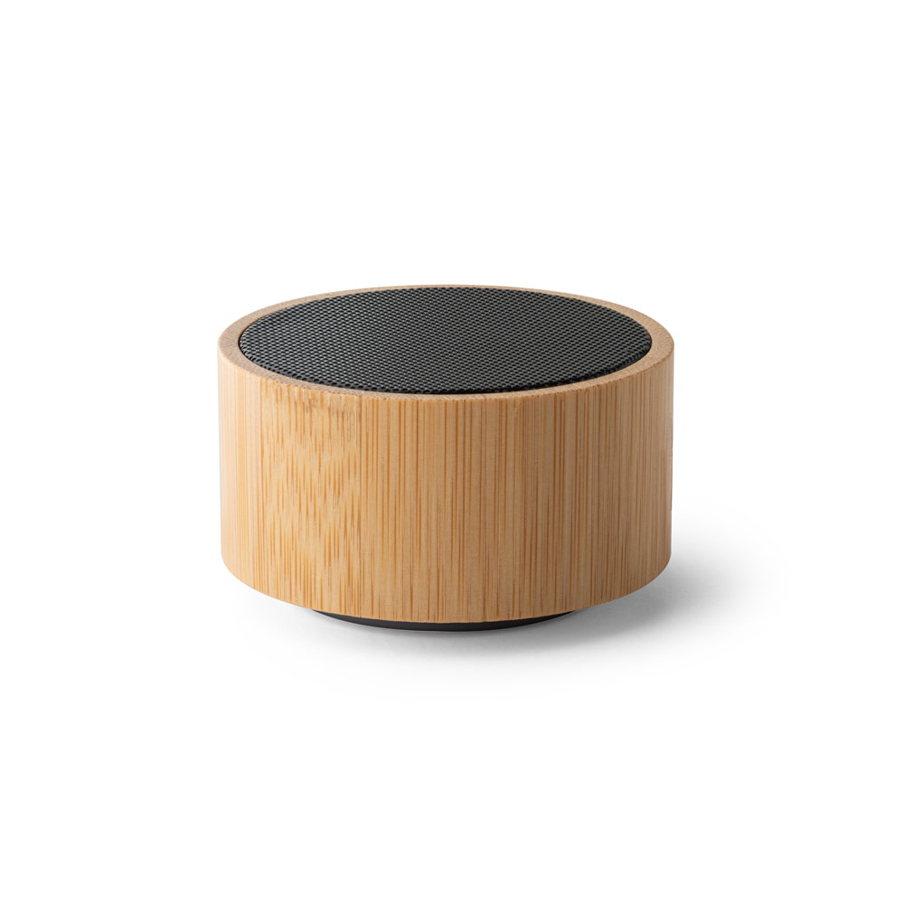 ARBER. Caixa de som portátil em bambu e ABS com microfone e autonomia de 2h