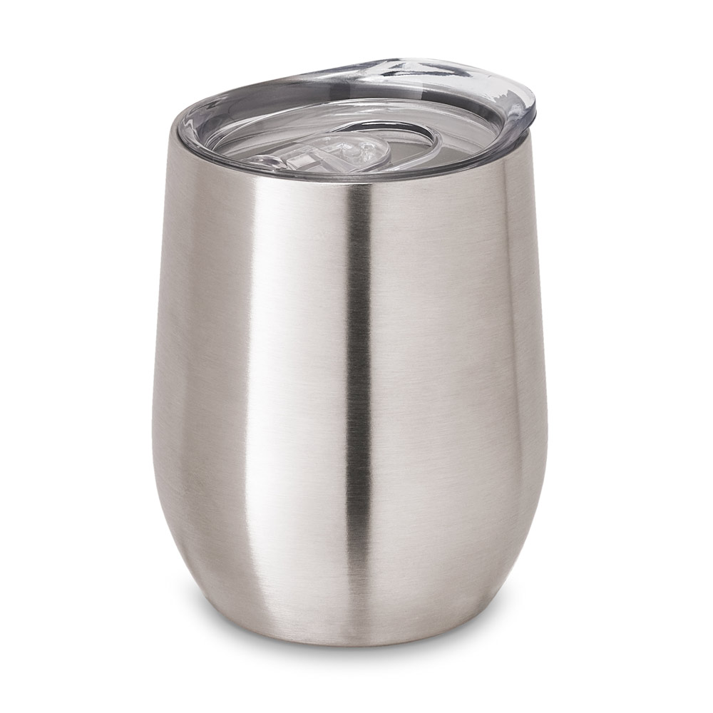 RONDE. Copo de viagem em aço inox, térmico com parede dupla isolada a vácuo e tampa deslizante 400 mL