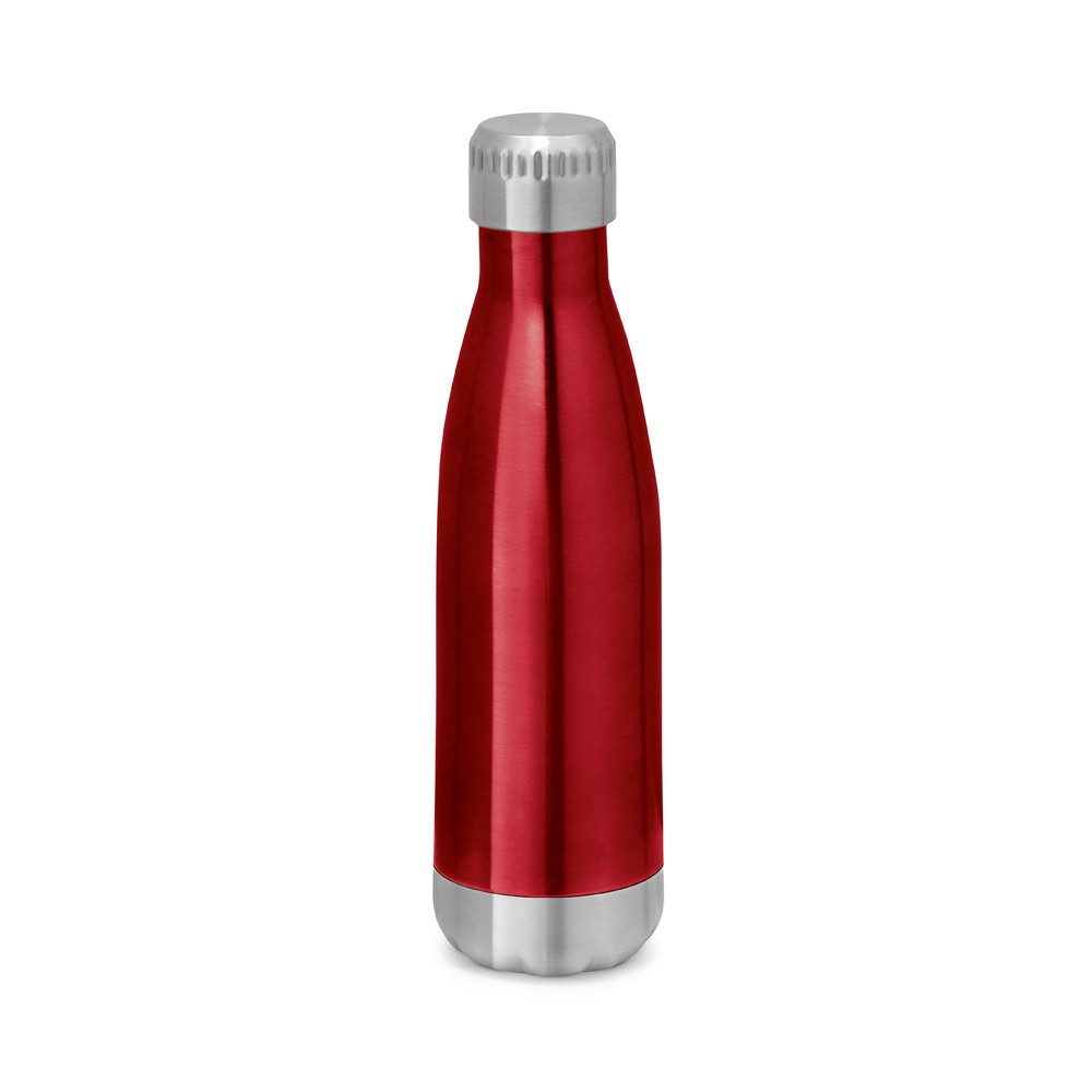 SHOW. Garrafa em aço inox de parede dupla térmica, isolada a vácuo, com tampa em aço inox 510 mL