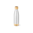 BROMELL 550. Garrafa em aço inox 90% reciclado de parede dupla térmica, isolada a vácuo com tampa em bambu 550 mL