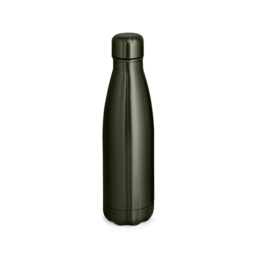 SHOW METALLIC. Garrafa em aço inox de parede dupla térmica, isolada a vácuo e acabamento metalizado 510 mL