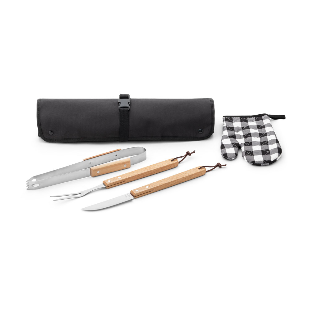 CHAMP. Kit churrasco com 4 utensílios