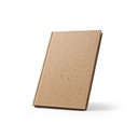 COCOPAD. Caderno A5 em casca de coco (60%) e trapos de algodão (40%) com folhas pautadas, com 160 páginas pautadas recicldas