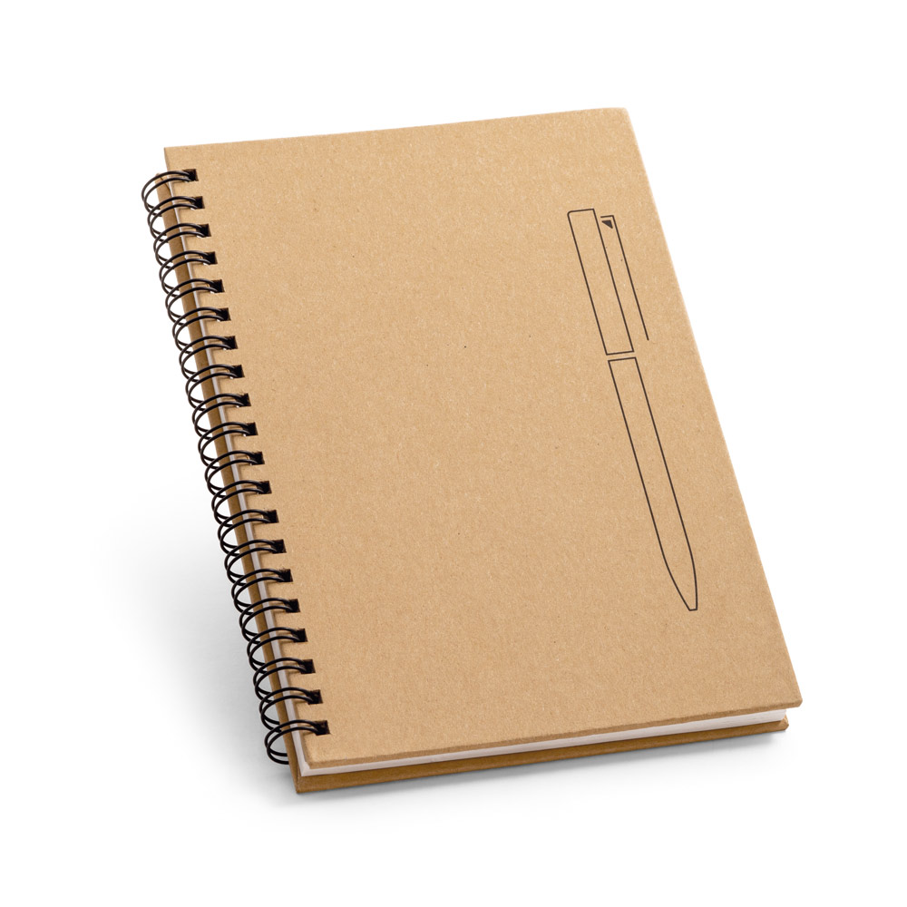 ROCK. Caderno B6 de capa dura em papel kraft com 140 páginas lisas em papel pedra (120 g/m²)