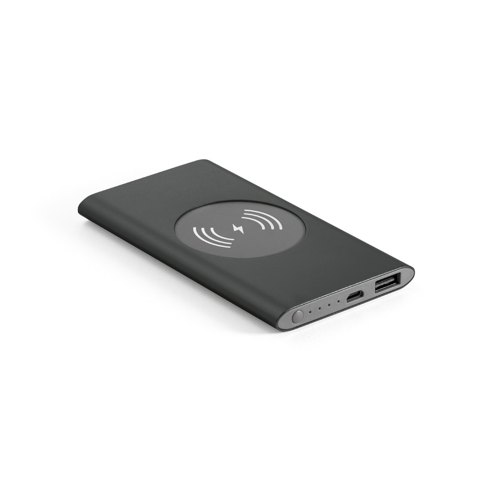 CASSINI 4'0. Bateria portátil com carregador wireless em alumínio 100% reciclado e capacidade de 4'000 mAh