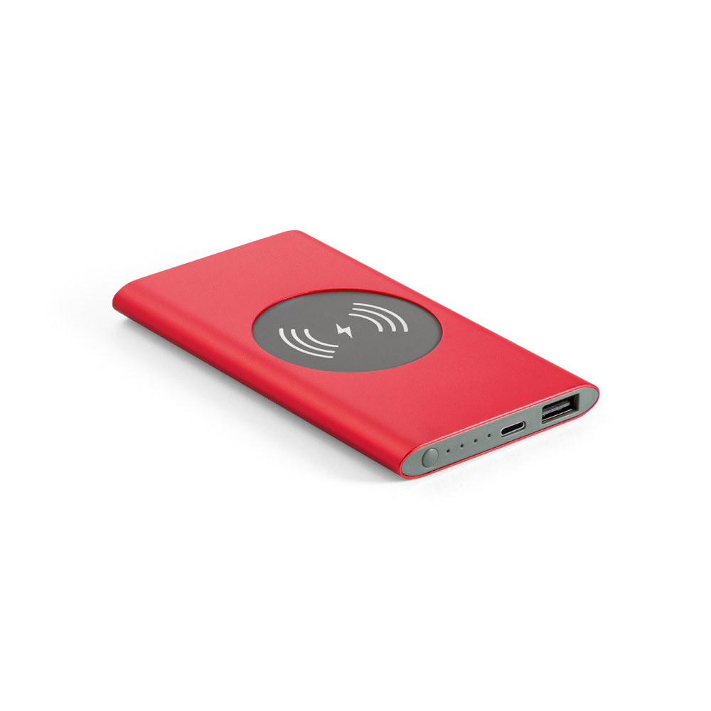 11104. Bateria portátil e carregador wireless em alumínio com bateria de polímero de lítio 4'000 mAh