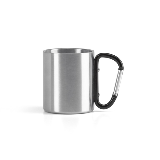 [94614-103] WINGS. Caneca em aço inox, com pega em forma e função de mosquetão 230 mL