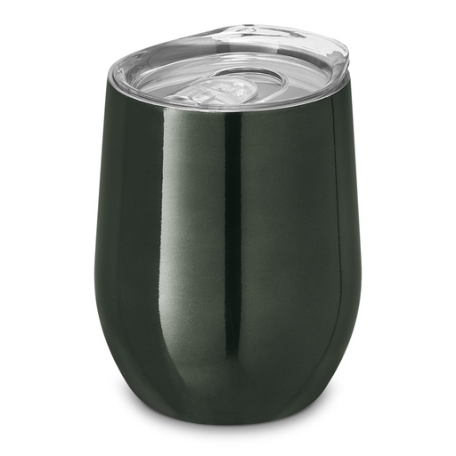 RONDE. Copo de viagem em aço inox, térmico com parede dupla isolada a vácuo e tampa deslizante 400 mL