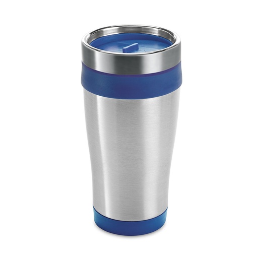 BATUM. Copo de viagem em aço inox e PP, térmico com parede dupla isolada a ar 420 mL