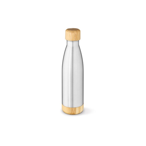 [94336-127] BROMELL 550. Garrafa em aço inox 90% reciclado de parede dupla térmica, isolada a vácuo com tampa em bambu 550 mL