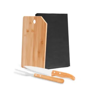 Kit Para Cozinha Em Bambu / Inox Oregon Com Tábua – 3 Pçs BoxImport