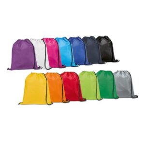 Sacola tipo mochila em 210D com cordões em preto CARNABY BoxImport 2639ST